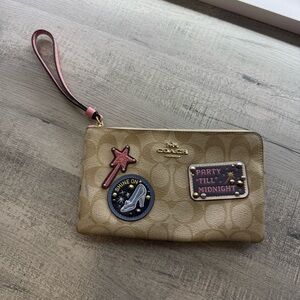 Coach Beige Wristlet with Embellished Patch